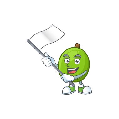 Karikatür maskot tarzı ile bayrak casimiroa meyve ile.