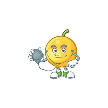 Beyaz arka plan üzerinde Doktor mundu meyve maskotu.