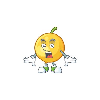 Karakter maskotu şaşırttı mundu meyve çizgi film