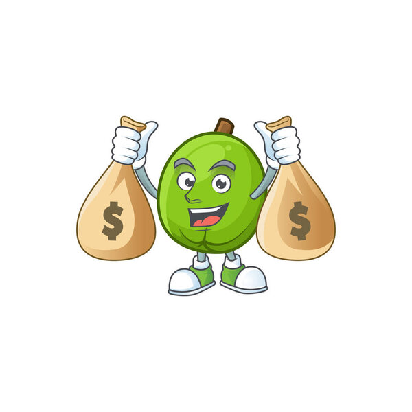 With money bag casimiroa fruit cartoon for organic herb