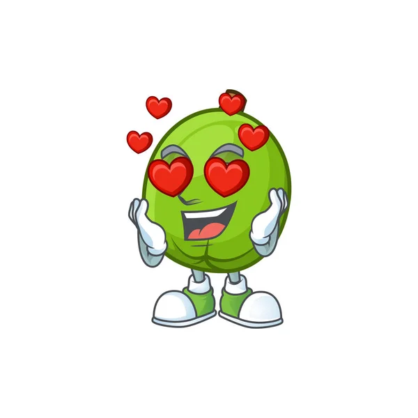 Dans l'amour casimiroa fruit personnage de dessin animé avec mascotte — Image vectorielle