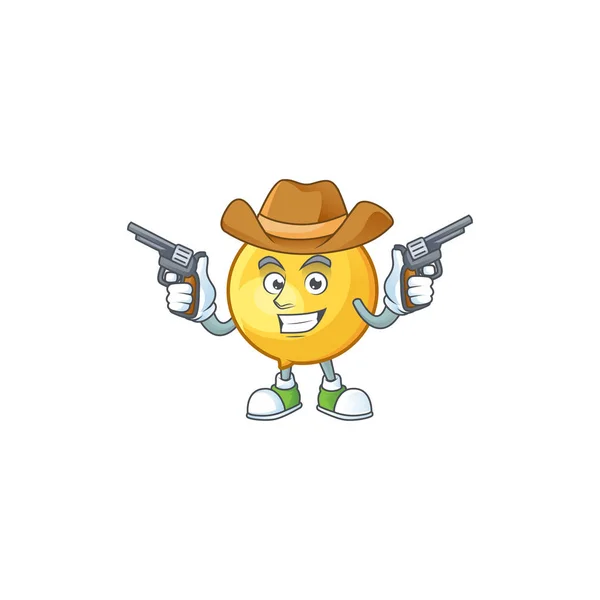 Cowboy mundu mascota de la fruta sobre fondo blanco . — Vector de stock