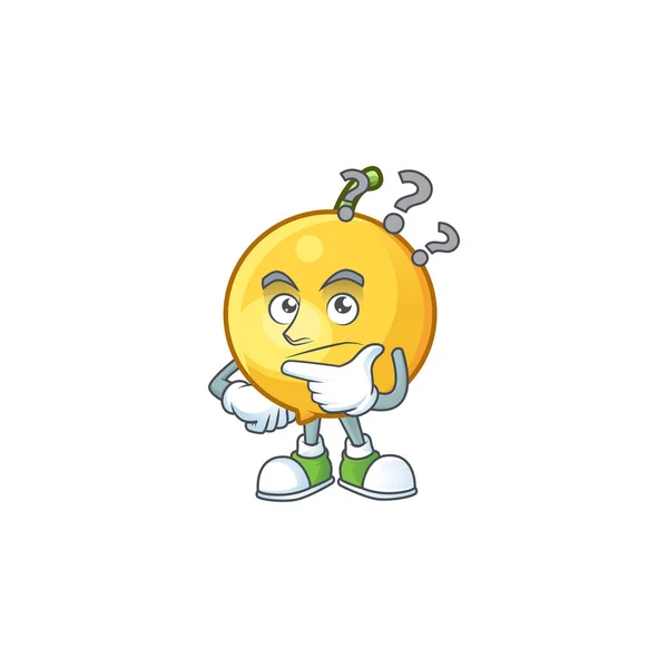 Pensando mundu fruta de dibujos animados en carácter mascota — Vector de stock