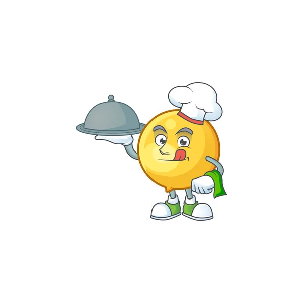 Chef com comida mundu fruta desenhos animados em mascote personagem — Vetor de Stock