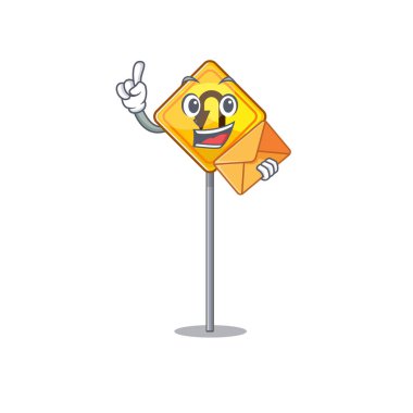 Zarf u dönüş işareti ile karikatür şeklinde