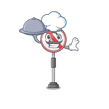 Gıda ile Şef hiçbir u açmak maskot izole