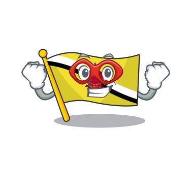 Süper kahraman bayrağı brunei darussalam maskot şeklinde karikatür
