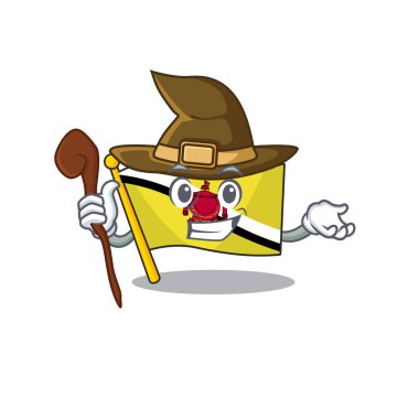 Cadı bayrağı brunei darussalam maskot ile izole