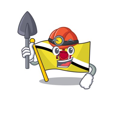 Madenci bayrak brunei darussalam maskot ile izole