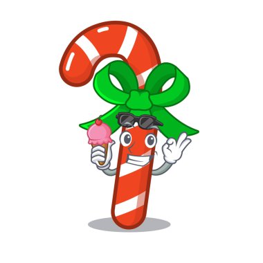 Karakter izole dondurma şeker kamışı ile