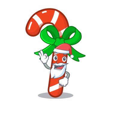 Maskot masanın üzerinde Santa şeker kamışı