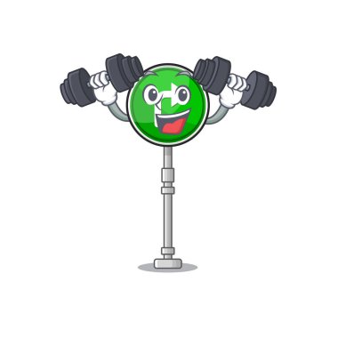 Fitness maskot izole sağa dönüş
