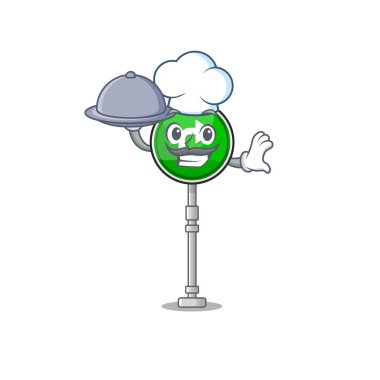 Yemek karikatür ile sağa dönüş şef