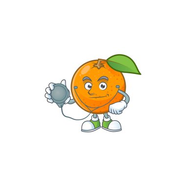 Yaprak yeşili ile Doktor turuncu meyve karikatür.