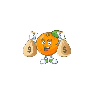 Yaprak yeşili ile para çantası turuncu meyve karikatür ile.