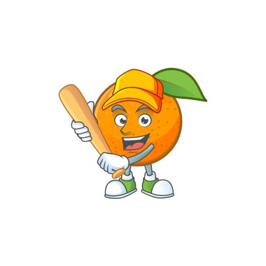 Yaprak yeşili ile beyzbol turuncu meyve karikatür oynamak.