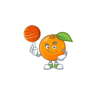 Yaprak yeşili ile basketbol turuncu meyve karikatür ile.