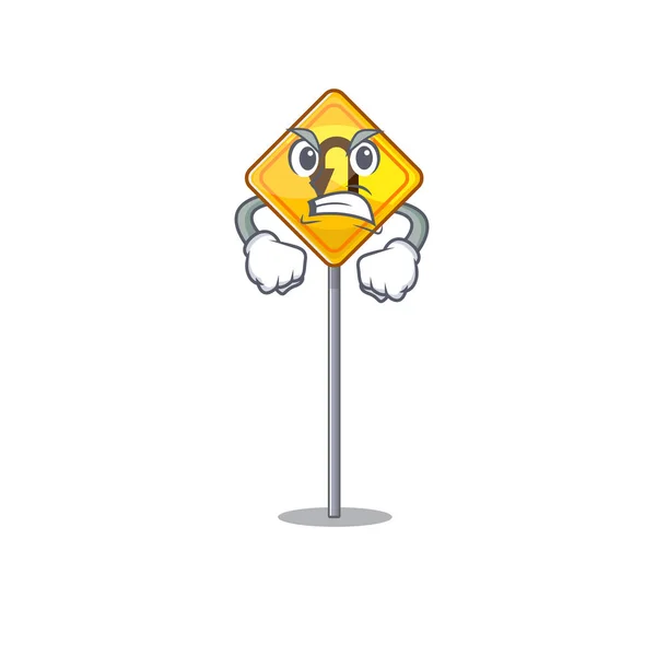 Angry u turn sign with a mascot — Stock Vector