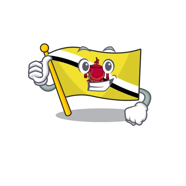 Polegares para cima bandeira brunei darussalam mascote em forma de desenho animado —  Vetores de Stock