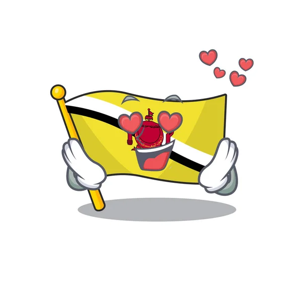 В любові прапор Брунею Джуссалам ізольований з талісманом — стоковий вектор