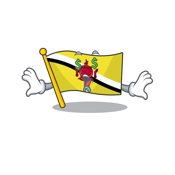 Oeil d'argent drapeau brunei darussalam avec le caractère — Image vectorielle