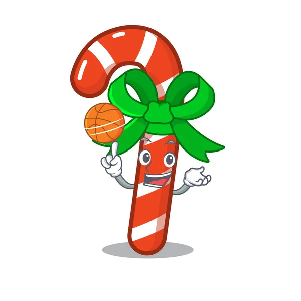 Mit Basketball-Maskottchen Zuckerrohr in Cartoon-Gläsern — Stockvektor