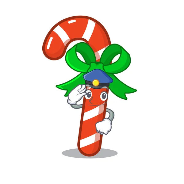 Politie mascotte Candy Cane in Cartoon potten — Stockvector