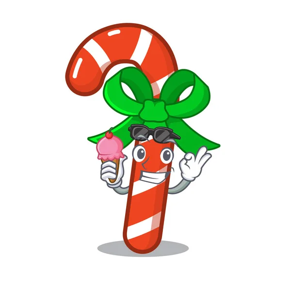 Met Ice Cream Candy Cane geïsoleerd in het personage — Stockvector