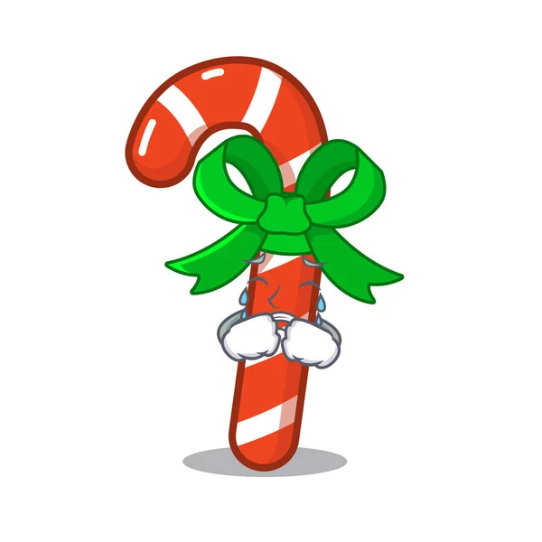 Huilen Candy Cane karakter gevormd een cartoon — Stockvector