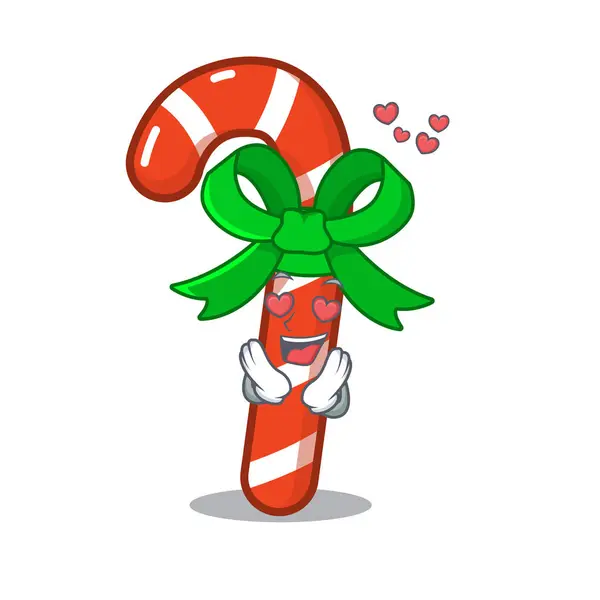 In Love Candy Cane karakter vormige een cartoon — Stockvector