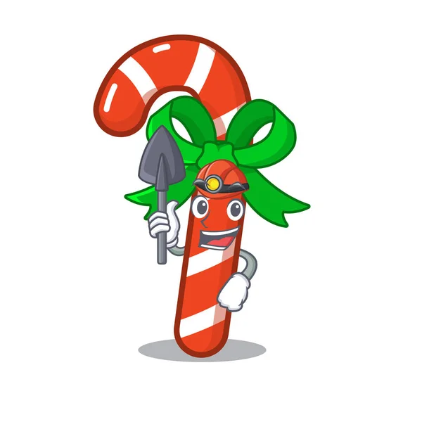 Mijnwerker Candy Cane karakter gevormd een cartoon — Stockvector