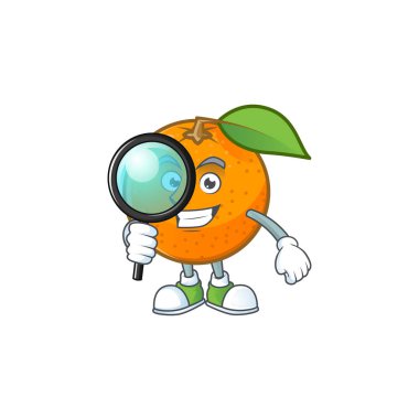 Suyu için Dedektif tatlı turuncu karikatür maskotu