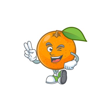 Suyu için iki parmak tatlı turuncu karikatür maskotu