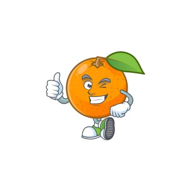 Meyve suyu için tatlı turuncu karikatür maskot kadar Thumbs