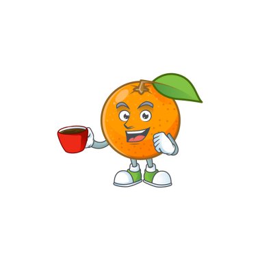 Suyu için fincan tatlı portakal karikatür maskot İçme