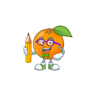 Suyu için Öğrenci tatlı turuncu karikatür maskotu