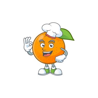 Suyu için Şef tatlı turuncu karikatür maskotu