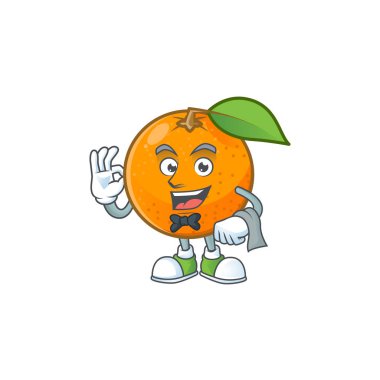 Karikatür maskot şeklinde Garson taze turuncu