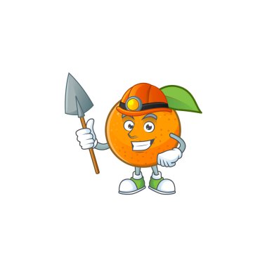 Karikatür maskot şeklinde Madenci taze portakal