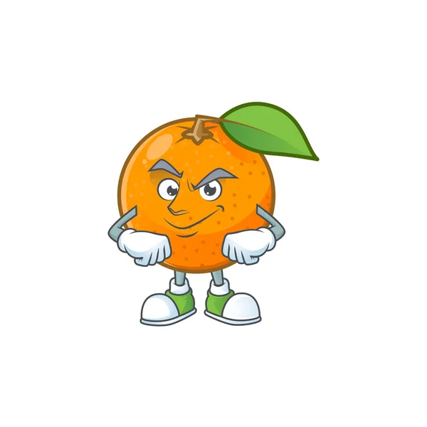 Smirking หวาน ส้ม การ์ตูน mascot สําหรับ น้ําผลไม้ — ภาพเวกเตอร์สต็อก