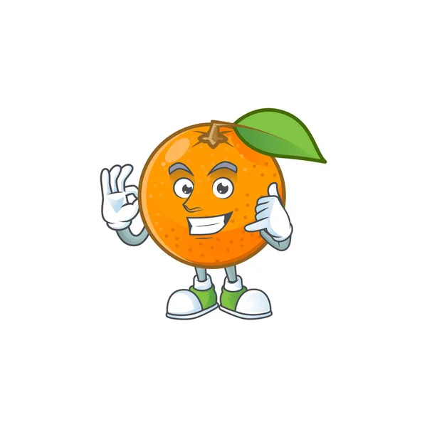 เรียกฉันว่าผลไม้ส้มมัสคอตการ์ตูนบนพื้นหลังสีขาว . — ภาพเวกเตอร์สต็อก