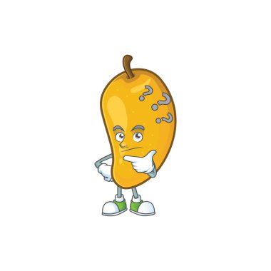 Çizgi film maskotu ile düşünme karakteri mango meyve
