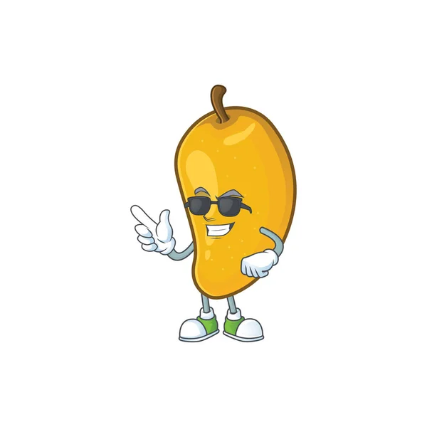 Supercooler Cartoon der Mango-Figur auf weißem Hintergrund. — Stockvektor