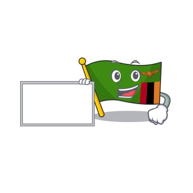 Yönetim kurulu bayrağı zambiya maskotu karakter ile izole ile