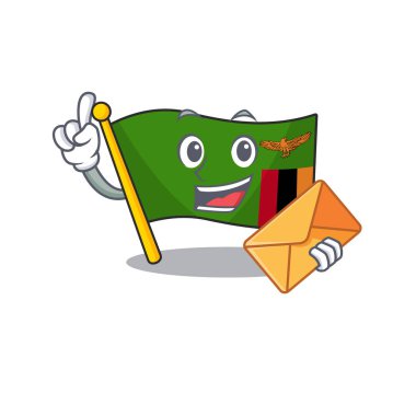 Karikatür ile zarf bayrağı zambiya şekli ile