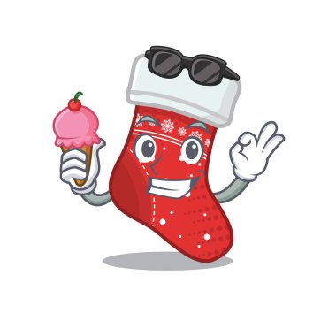 Dondurma noel çorap maskot izole ile