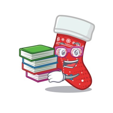 Bir çanta kitap noel çorap karakteri ile Öğrenci