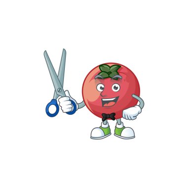 Çizgi film maskotu berber taze kadife elma