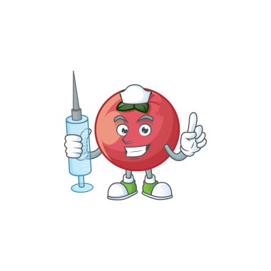 Karakter maskotu ile Hemşire nadir kadife elma