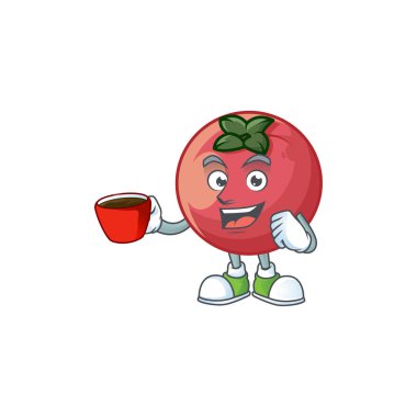Karakter maskotu ile fincan nadir kadife elma Içme